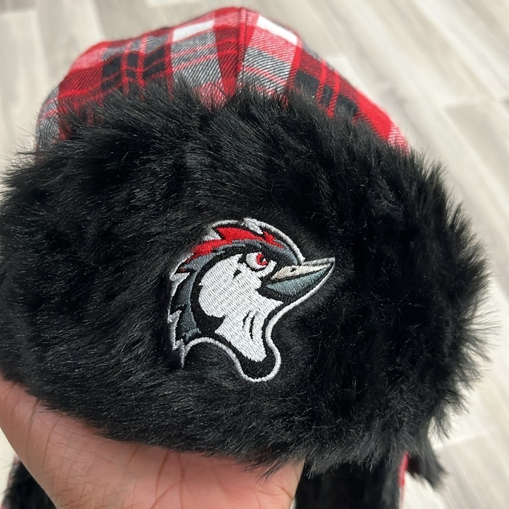 Flow Nissan Trapper Hat Winter Men Women Hat Faux Fur Ear Flap Red Plaid OSFM - Picture 5 of 10